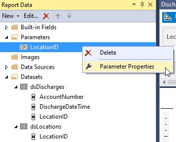 report parameter properties